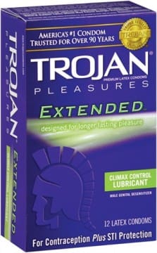 Trojan Pleasures Extended Condoms, 12 Pack.