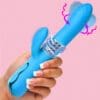 Blue vibrating toy with rotating beads.