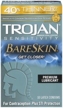 Trojan BareSkin condoms for contraception and STI protection.
