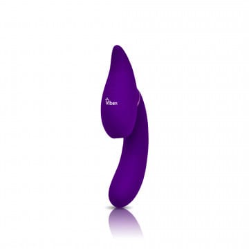 Purple Vibe sex toy on white background.