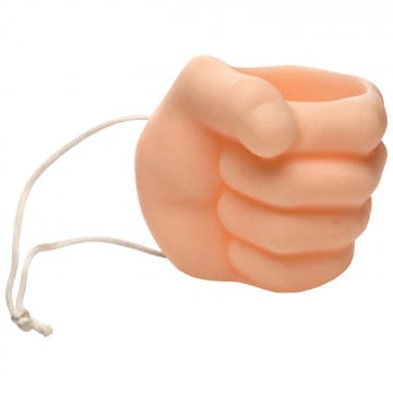 A plastic hand shaped like a fist.