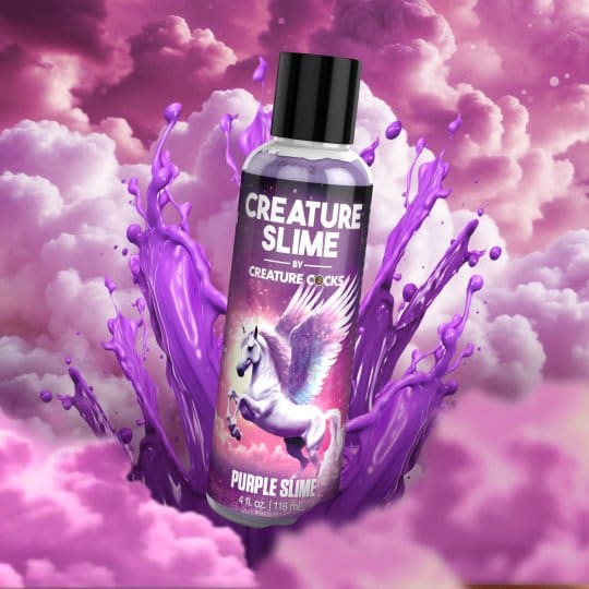 Purple slime bottle with unicorn design.