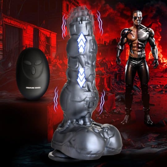A man standing next to a metal object.