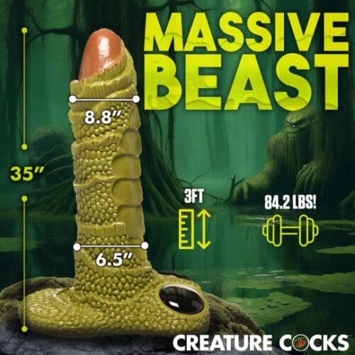 A large dildo is shown in the shape of a snake.