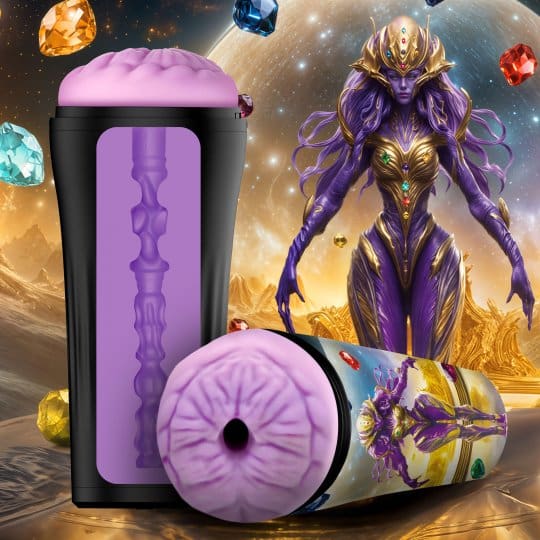 A purple and gold statue, donut pillow, and other items.