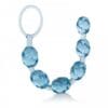 A blue crystal ring with six beads attached to it.