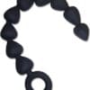 A black heart shaped sex toy is shown.