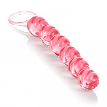 A pink plastic tube with a ring around it.